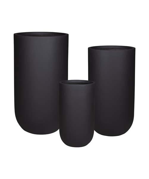 Three GardenLite Tall U Pots Black tall slim decorative pots for plants
