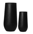 The Vaucluse Tall Vase Black 50x100cm L and a shorter black matte vase are displayed side by side against a white background.
