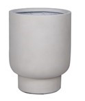 A plain, cylindrical, light gray planter with a slightly narrower base and smooth surface.