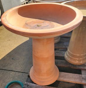 terracotta orange Birdbath