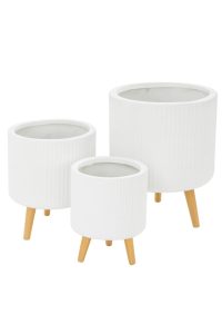 GardenLite Torino Corrugated Cylinder White with Legs L 41x37cm