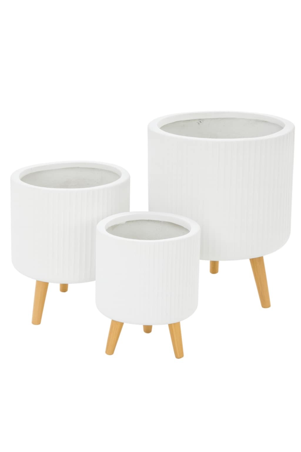 GardenLite Torino Corrugated Cylinder White with Legs L 41x37cm