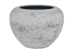 Round, textured UrbanStyle Corfu Planter in WhiteSand (54x48cm) with a wide opening and empty interior, set against a white background—ideal to pair with the sleek Egg Matt Black collection.