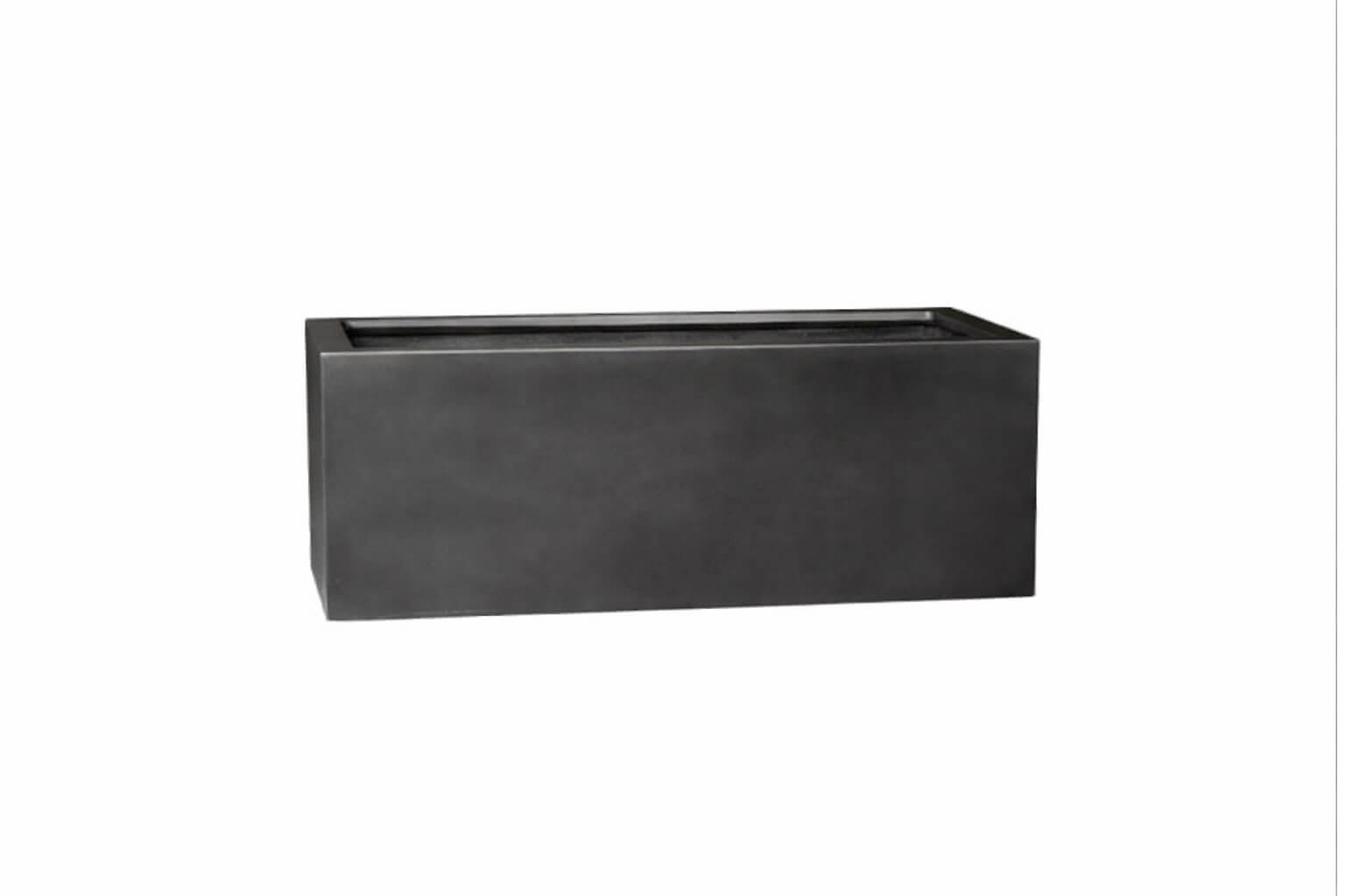 The Urban ShallowTrough Black 120x45x40cm rectangular planter box with straight edges is shown against a plain white background.